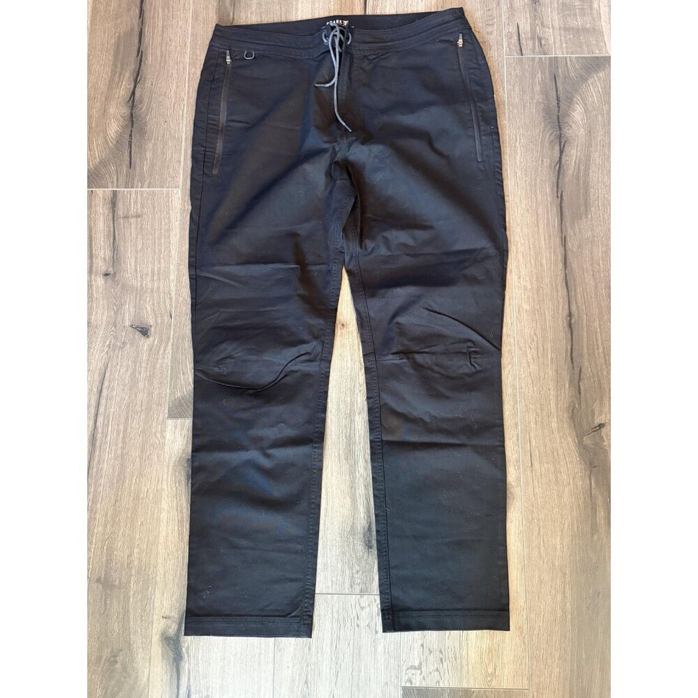 Roark Pants Mens 36 Black Stretch Drawstring Casual Nylon Blend Zipper Pockets